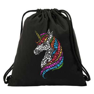 Unicorn Happy Dot Day Drawstring Bag