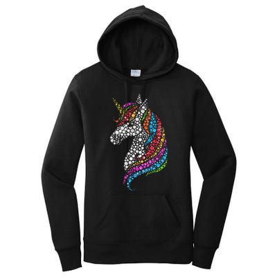 Unicorn Happy Dot Day Women's Pullover Hoodie