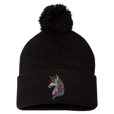 Unicorn Happy Dot Day Pom Pom 12in Knit Beanie