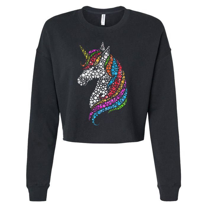 Unicorn Happy Dot Day Cropped Pullover Crew