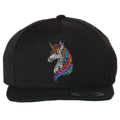 Unicorn Happy Dot Day Wool Snapback Cap
