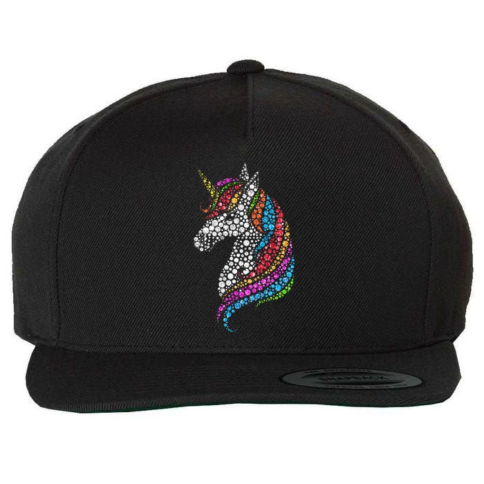 Unicorn Happy Dot Day Wool Snapback Cap