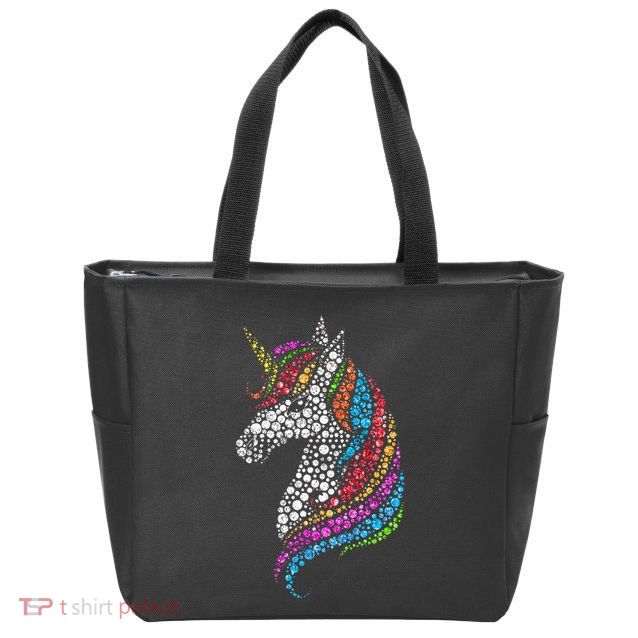 Unicorn Happy Dot Day Zip Tote Bag