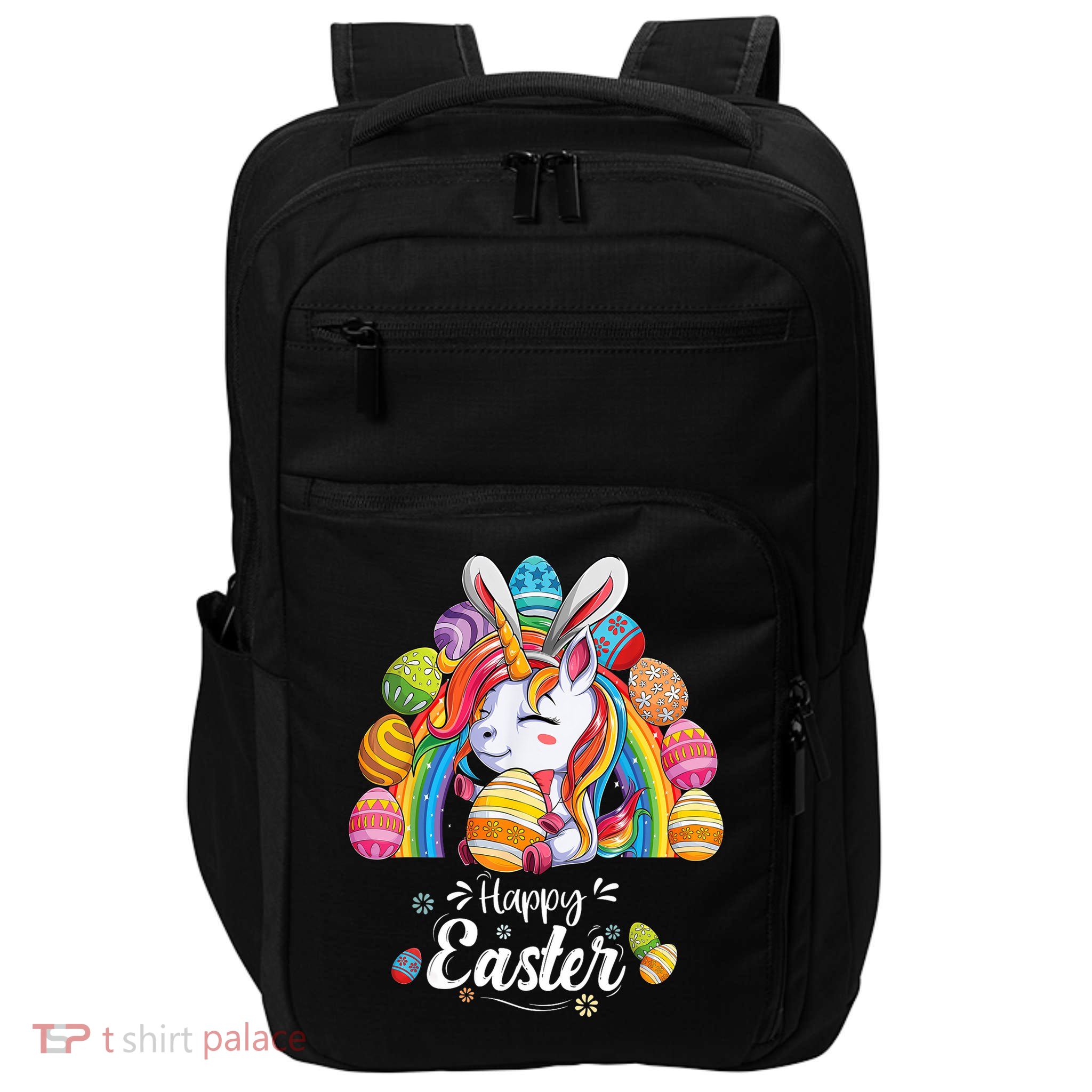 Unicorn Happy Easter Day bunny Rainbow egg  Impact Tech Backpack