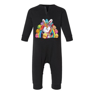 Unicorn Happy Easter Day Bunny Rainbow Egg Infant Fleece One Piece