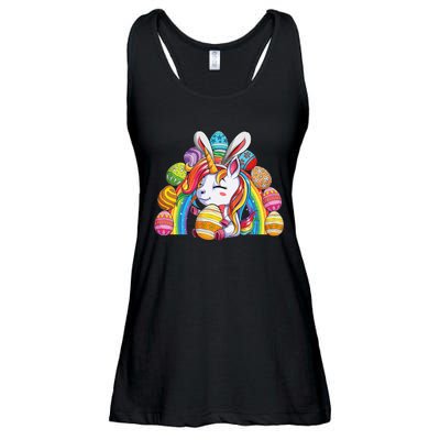 Unicorn Happy Easter Day Bunny Rainbow Egg Ladies Essential Flowy Tank