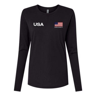 Usa Hockey Flag Gift Womens Cotton Relaxed Long Sleeve T-Shirt