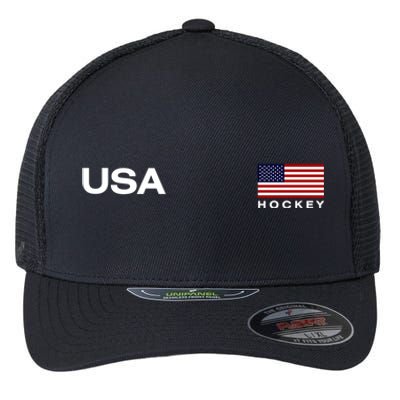 Usa Hockey Flag Gift Flexfit Unipanel Trucker Cap