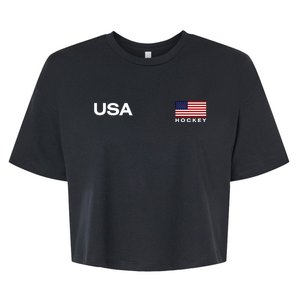 Usa Hockey Flag Gift Bella+Canvas Jersey Crop Tee