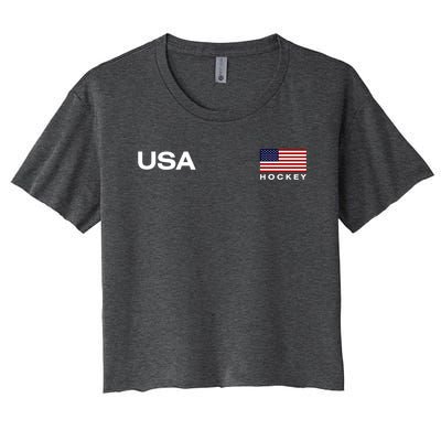 Usa Hockey Flag Gift Women's Crop Top Tee