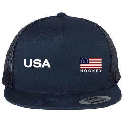 Usa Hockey Flag Gift Flat Bill Trucker Hat