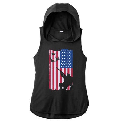 USA Hunting Flag Ladies PosiCharge Tri-Blend Wicking Draft Hoodie Tank