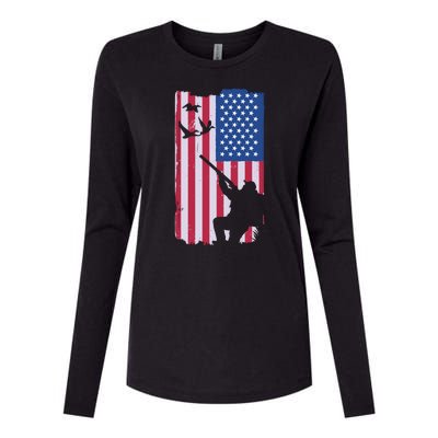 USA Hunting Flag Womens Cotton Relaxed Long Sleeve T-Shirt