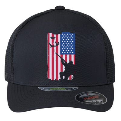 USA Hunting Flag Flexfit Unipanel Trucker Cap