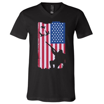 USA Hunting Flag V-Neck T-Shirt