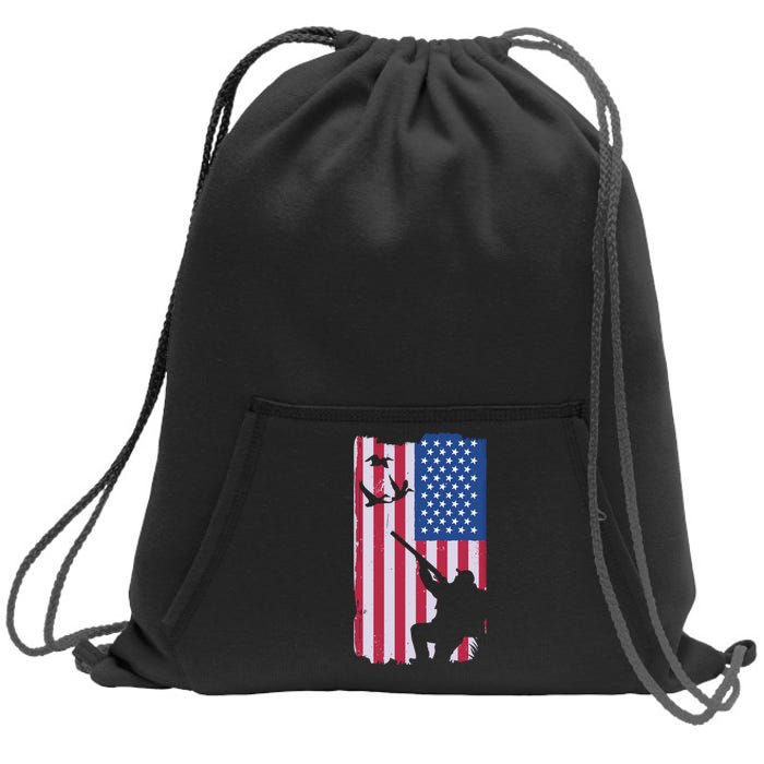 USA Hunting Flag Sweatshirt Cinch Pack Bag