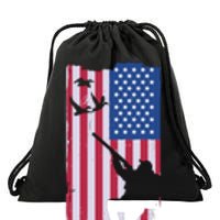 USA Hunting Flag Drawstring Bag