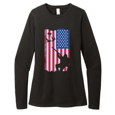 USA Hunting Flag Womens CVC Long Sleeve Shirt