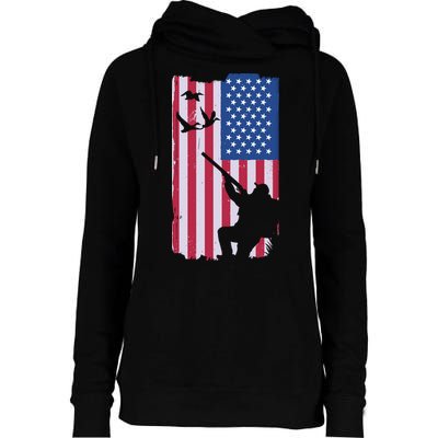 USA Hunting Flag Womens Funnel Neck Pullover Hood