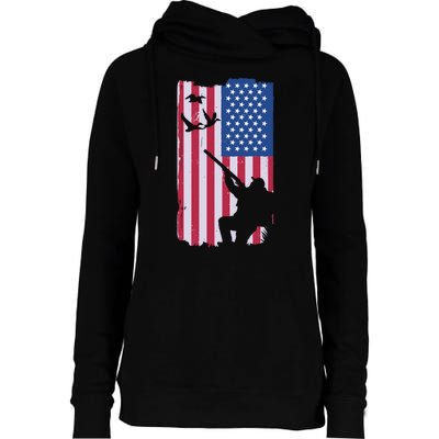 USA Hunting Flag Womens Funnel Neck Pullover Hood