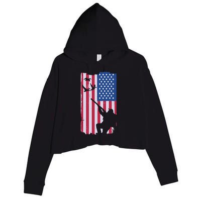 USA Hunting Flag Crop Fleece Hoodie