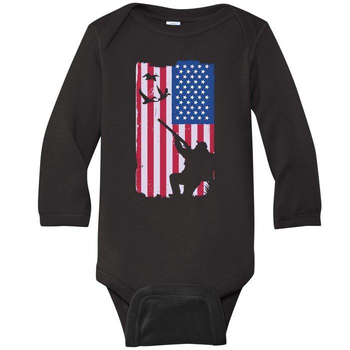 USA Hunting Flag Baby Long Sleeve Bodysuit