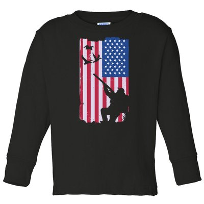 USA Hunting Flag Toddler Long Sleeve Shirt