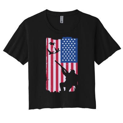 USA Hunting Flag Women's Crop Top Tee