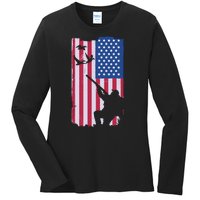 USA Hunting Flag Ladies Long Sleeve Shirt