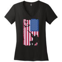 USA Hunting Flag Women's V-Neck T-Shirt