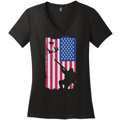 USA Hunting Flag Women's V-Neck T-Shirt