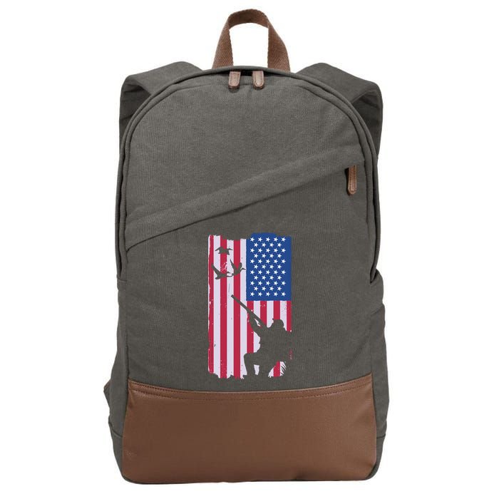 USA Hunting Flag Cotton Canvas Backpack