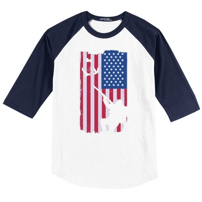 USA Hunting Flag Baseball Sleeve Shirt