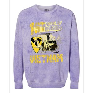 Uh1 Huey Helicopter 1st Cavalry Division Vietnam Veteran Colorblast Crewneck Sweatshirt