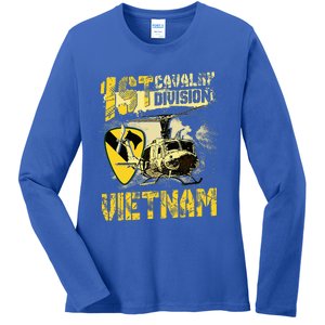 Uh1 Huey Helicopter 1st Cavalry Division Vietnam Veteran Ladies Long Sleeve Shirt