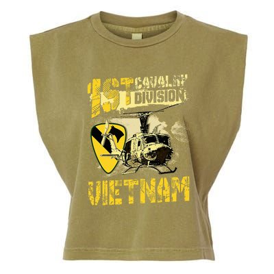 Uh1 Huey Helicopter 1st Cavalry Division Vietnam Veteran Garment-Dyed Women's Muscle Tee