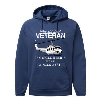 Uh1 Huey Helicopter Army Aviationveteran Performance Fleece Hoodie