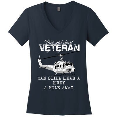 Uh1 Huey Helicopter Army Aviationveteran Women's V-Neck T-Shirt