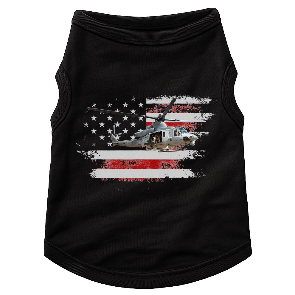 UH1 Huey Helicopter USA American Flag Helicopter Pilot Gifts Doggie Tank
