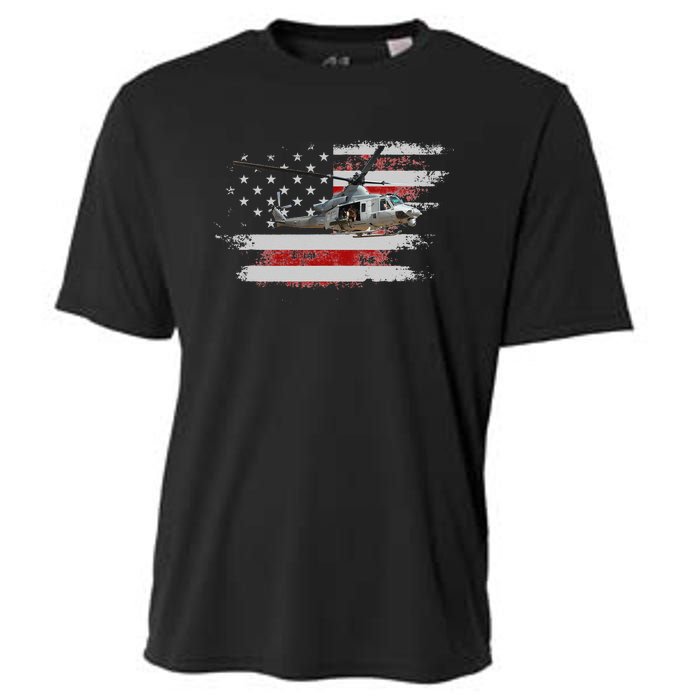 UH1 Huey Helicopter USA American Flag Helicopter Pilot Gifts Cooling Performance Crew T-Shirt