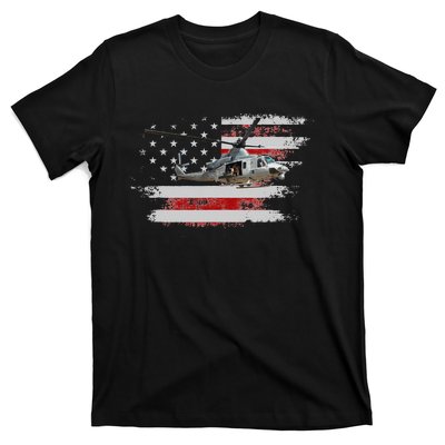 UH1 Huey Helicopter USA American Flag Helicopter Pilot Gifts T-Shirt