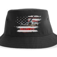 UH1 Huey Helicopter USA American Flag Helicopter Pilot Gifts Sustainable Bucket Hat