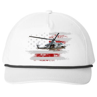 UH1 Huey Helicopter USA American Flag Helicopter Pilot Gifts Snapback Five-Panel Rope Hat