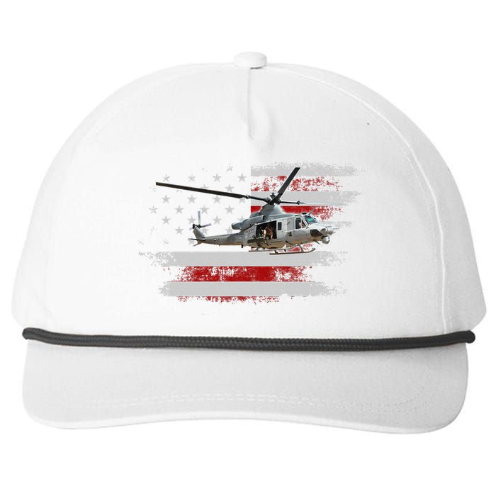 UH1 Huey Helicopter USA American Flag Helicopter Pilot Gifts Snapback Five-Panel Rope Hat