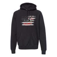 UH1 Huey Helicopter USA American Flag Helicopter Pilot Gifts Premium Hoodie