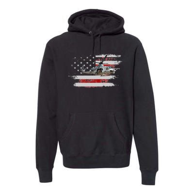 UH1 Huey Helicopter USA American Flag Helicopter Pilot Gifts Premium Hoodie