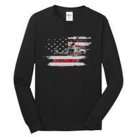 UH1 Huey Helicopter USA American Flag Helicopter Pilot Gifts Tall Long Sleeve T-Shirt