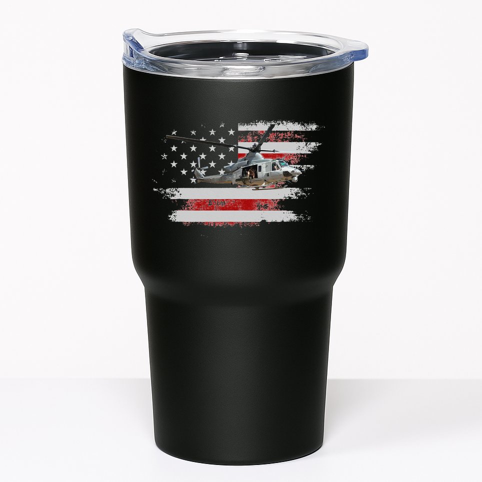 UH1 Huey Helicopter USA American Flag Helicopter Pilot Gifts Tumbler