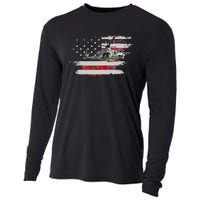 UH1 Huey Helicopter USA American Flag Helicopter Pilot Gifts Cooling Performance Long Sleeve Crew