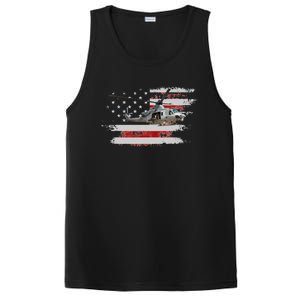 UH1 Huey Helicopter USA American Flag Helicopter Pilot Gifts PosiCharge Competitor Tank